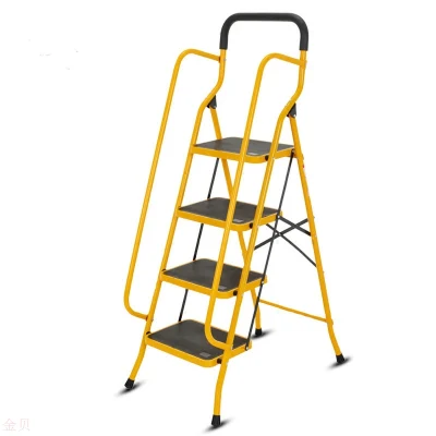 黄色の頑丈な 4 ステップ スチール A フレーム家庭用はしご